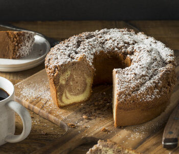 Homemade Cinnamon Coffee Cake with Powdered Sugar