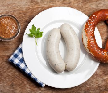 pair of bavarian white sausages